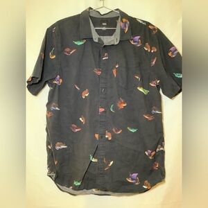 Vans Black Shirt with Multicolor Feather Design